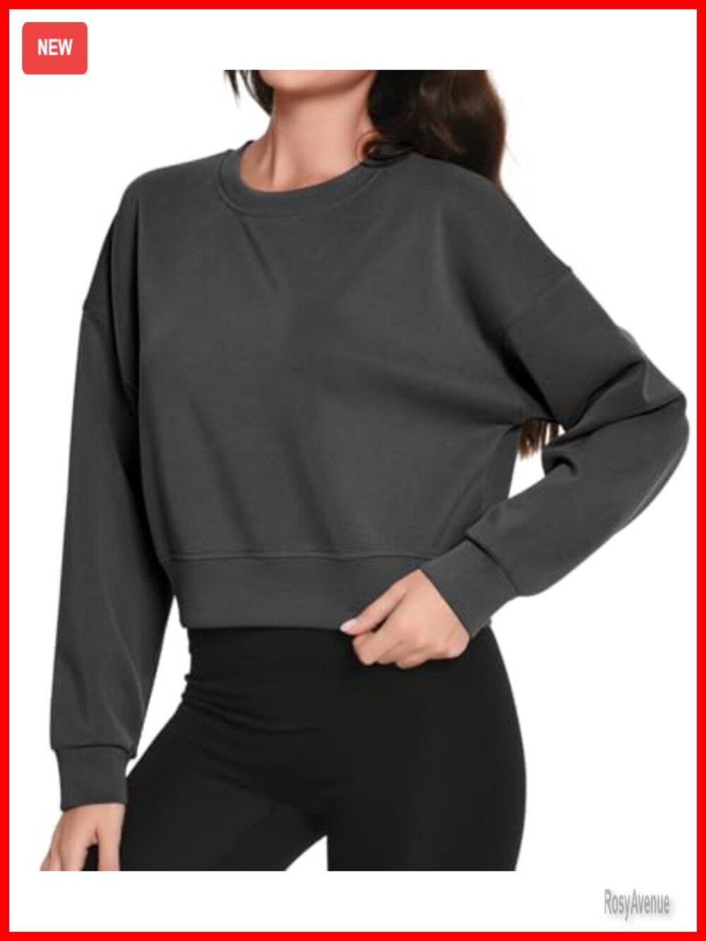 Modal Cropped Sweatshirt Crew Neck Loose Workout Top Yoga Gym